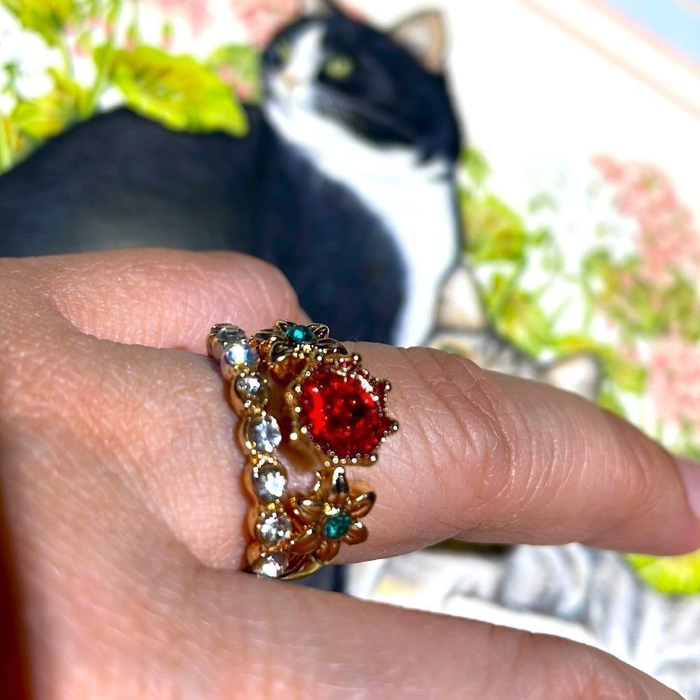 Stackable Red Clear Cz Ring - image 1